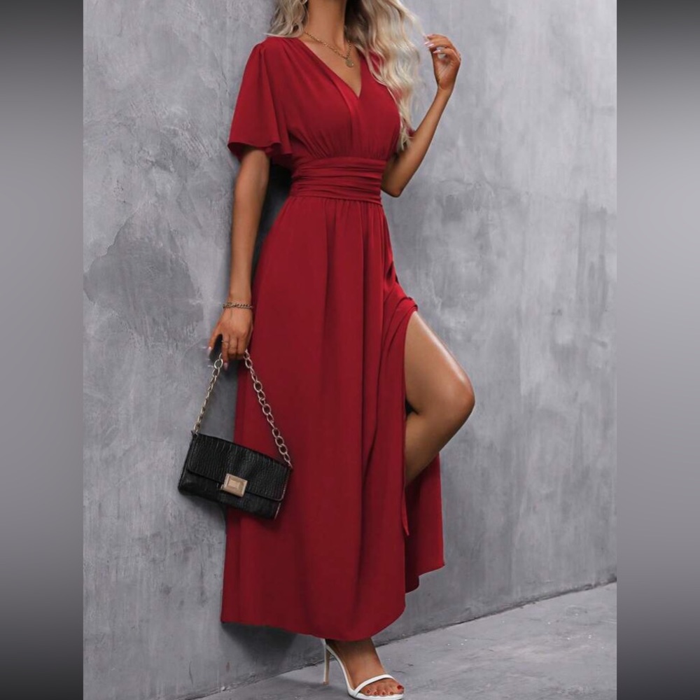 Boho butterfly sleeve slit thigh maxi dress - Picture 10 of 14